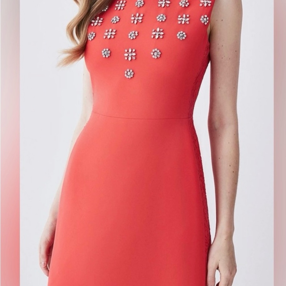 Elegant Coral Sleeveless Dress